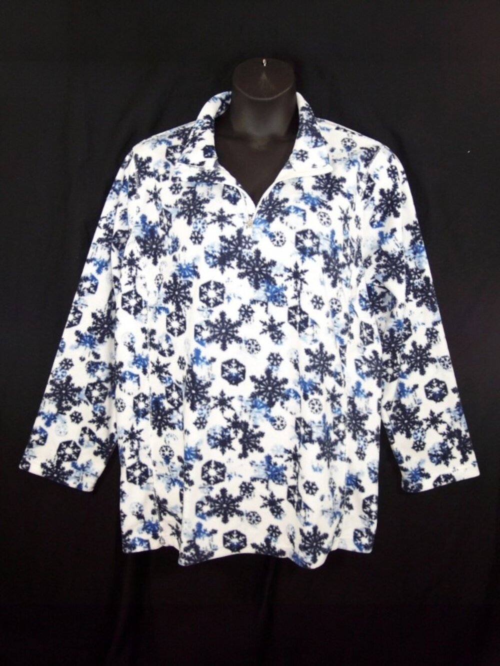 NEW Woman Within 2X 26/28 Microfleece Snowflake Long Sleeve Tunic Top